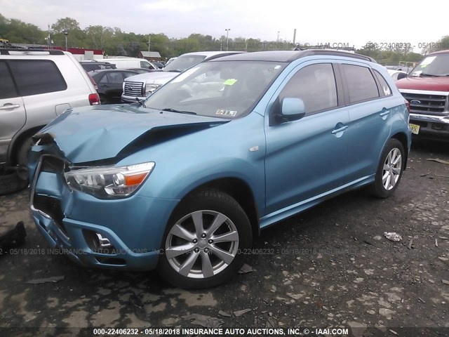 JA4AR4AU0CZ010671 - 2012 MITSUBISHI OUTLANDER SPORT SE BLUE photo 2