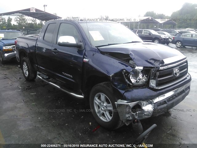 5TFUY5F17AX143639 - 2010 TOYOTA TUNDRA DOUBLE CAB SR5 BLUE photo 1