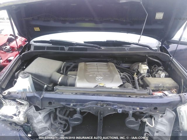 5TFUY5F17AX143639 - 2010 TOYOTA TUNDRA DOUBLE CAB SR5 BLUE photo 10