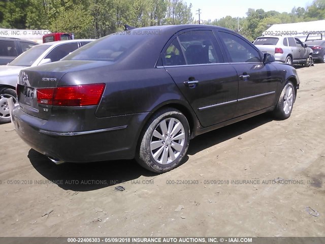 5NPEU46F39H464588 - 2009 HYUNDAI SONATA SE/LIMITED GRAY photo 4