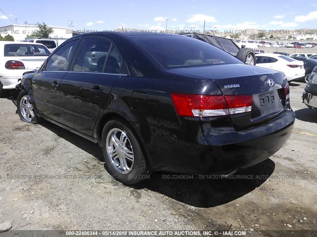 5NPEU46F66H006314 - 2006 HYUNDAI SONATA GLS/LX BLACK photo 3