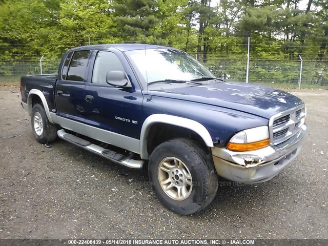 1B7GG2AN21S103216 - 2001 DODGE DAKOTA QUAD BLUE photo 1