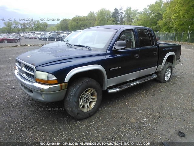 1B7GG2AN21S103216 - 2001 DODGE DAKOTA QUAD BLUE photo 2