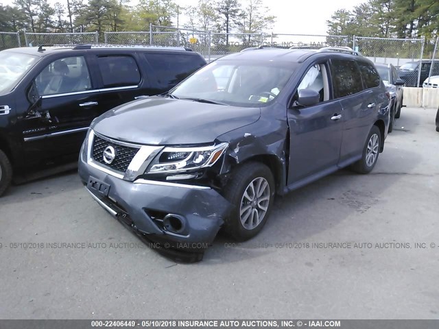 5N1AR2MMXDC625122 - 2013 NISSAN PATHFINDER S/SV/SL/PLATINUM BLUE photo 2