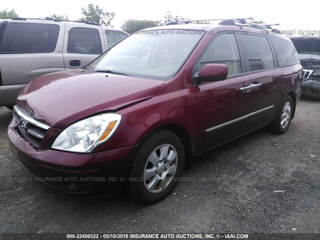 KNDMC233986053699 - 2008 HYUNDAI ENTOURAGE GLS/SE/LIMITED MAROON photo 2