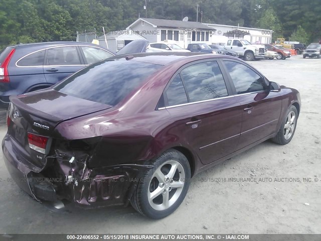 5NPEU46F48H352042 - 2008 HYUNDAI SONATA SE/LIMITED MAROON photo 4