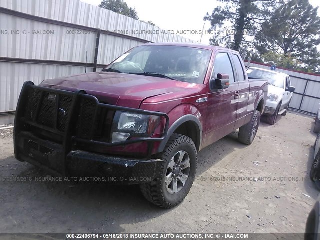 1FTFX1EF3EFB25636 - 2014 FORD F150 SUPER CAB RED photo 2