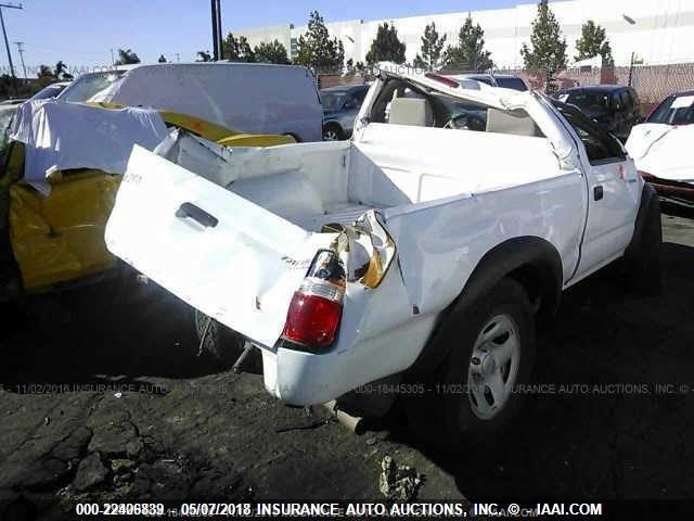 5TENM92N54Z460316 - 2004 TOYOTA TACOMA PRERUNNER WHITE photo 4