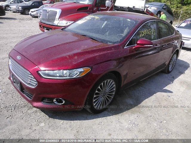 3FA6P0K90DR317015 - 2013 FORD FUSION TITANIUM RED photo 2