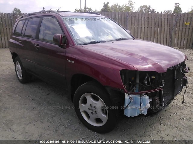 JTEEP21A960141822 - 2006 TOYOTA HIGHLANDER LIMITED MAROON photo 1