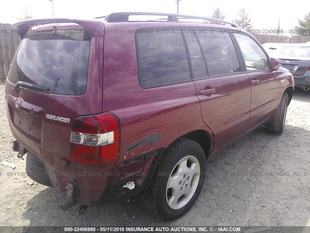 JTEEP21A960141822 - 2006 TOYOTA HIGHLANDER LIMITED MAROON photo 4