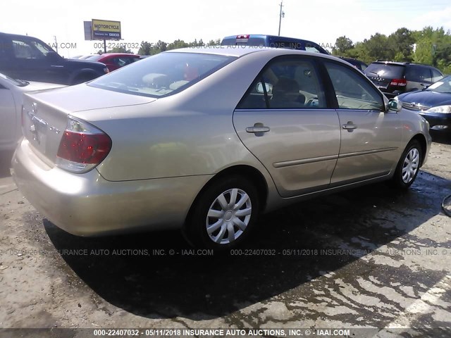 JTDBE32K963048405 - 2006 TOYOTA CAMRY LE/XLE GOLD photo 4