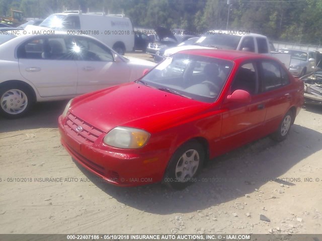 KMHCG45CX5U592098 - 2005 HYUNDAI ACCENT GL RED photo 2