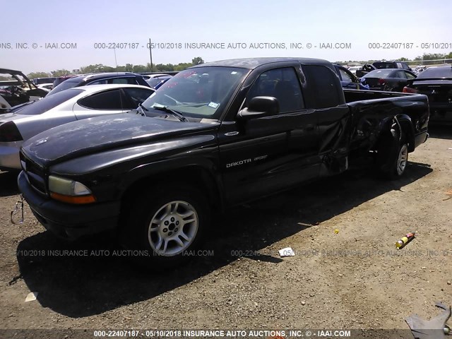 1B7GL32X72S716001 - 2002 DODGE DAKOTA SPORT/RT BLACK photo 2