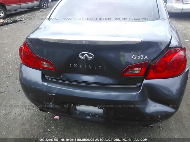 JNKBV61F08M275287 - 2008 INFINITI G35 GRAY photo 6