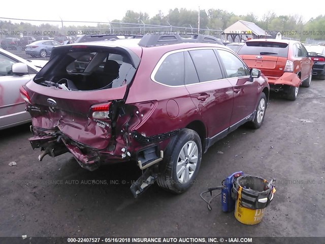 4S4BSACC2F3251099 - 2015 SUBARU OUTBACK 2.5I PREMIUM RED photo 4