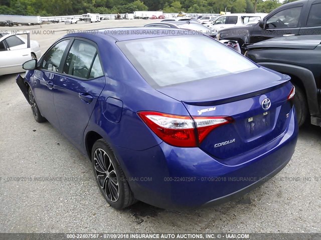 5YFBURHE3GP502938 - 2016 TOYOTA COROLLA L/LE/LE PLS/PRM/S/S PLS BLUE photo 3