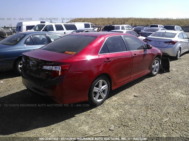 4T1BF1FK9EU782882 - 2014 TOYOTA CAMRY L/SE/LE/XLE RED photo 4