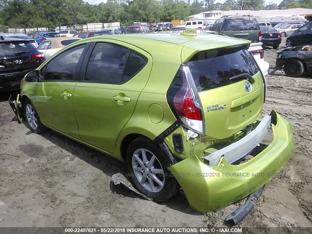 JTDKDTB38F1089342 - 2015 TOYOTA PRIUS C GREEN photo 3