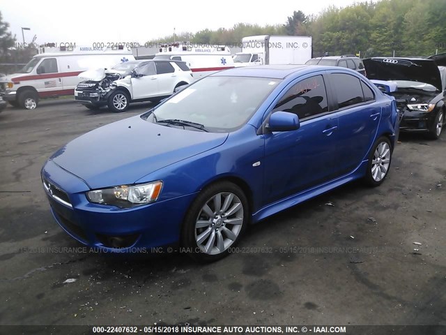 JA32U8FW3BU008109 - 2011 MITSUBISHI LANCER GTS BLUE photo 2