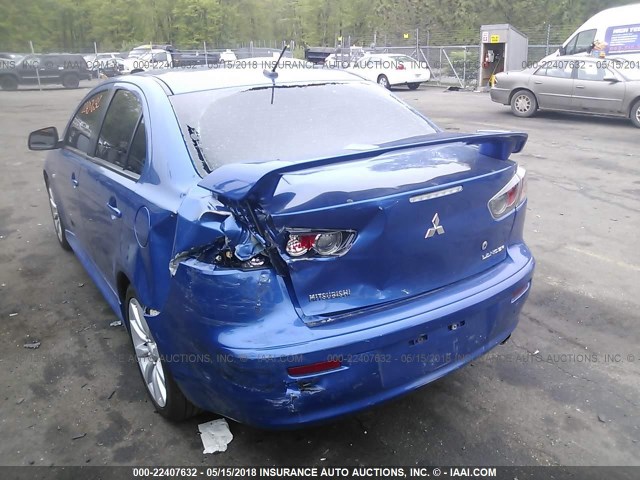 JA32U8FW3BU008109 - 2011 MITSUBISHI LANCER GTS BLUE photo 6