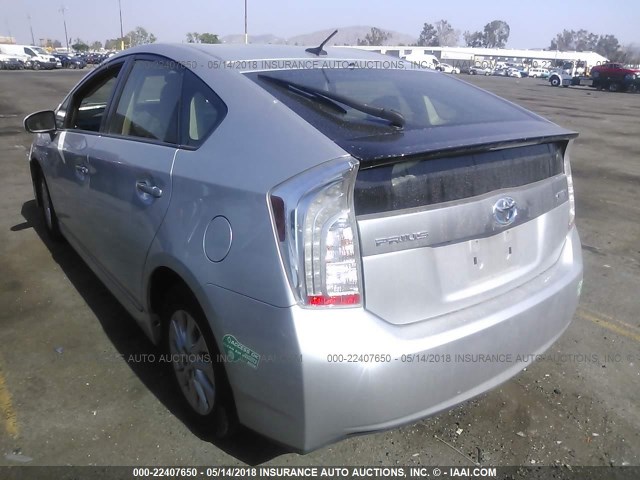 JTDKN3DP1C3008422 - 2012 TOYOTA PRIUS PLUG-IN  SILVER photo 3