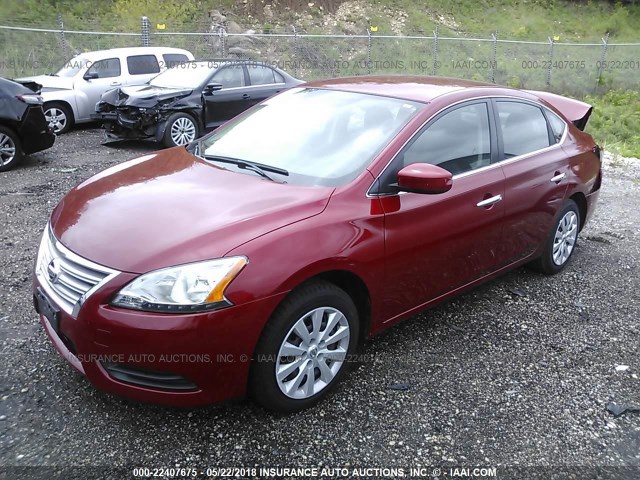 3N1AB7APXEY266001 - 2014 NISSAN SENTRA S/SV/SR/SL RED photo 2