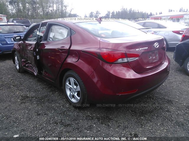 5NPDH4AE3EH497079 - 2014 HYUNDAI ELANTRA SE/SPORT/LIMITED RED photo 3