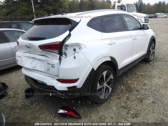 KM8J3CA20GU172556 - 2016 HYUNDAI TUCSON LIMITED/SPORT AND ECO/SE WHITE photo 4