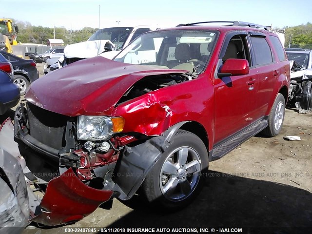 1FMCU0EG1AKA10576 - 2010 FORD ESCAPE LIMITED RED photo 2