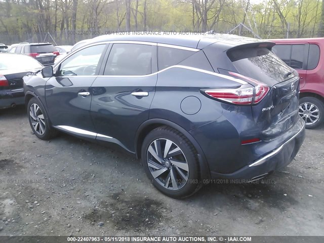 5N1AZ2MH6FN207232 - 2015 NISSAN MURANO S/SL/SV/PLATINUM Dark Blue photo 3