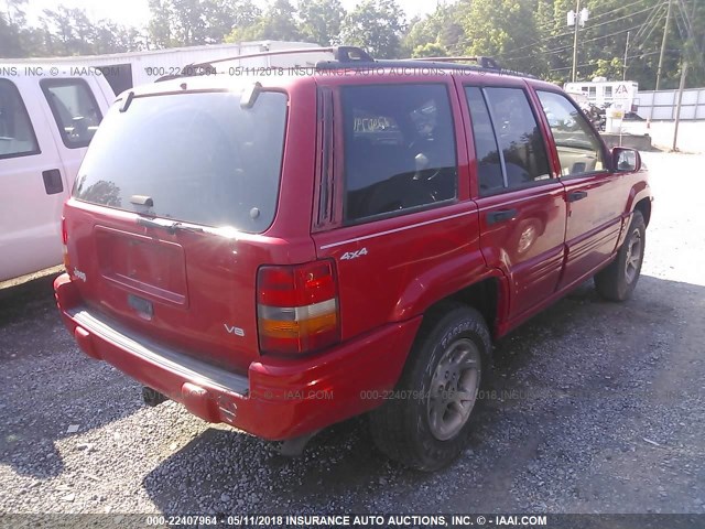 1J4GZ78Y6WC308573 - 1998 JEEP GRAND CHEROKEE LIMITED RED photo 4