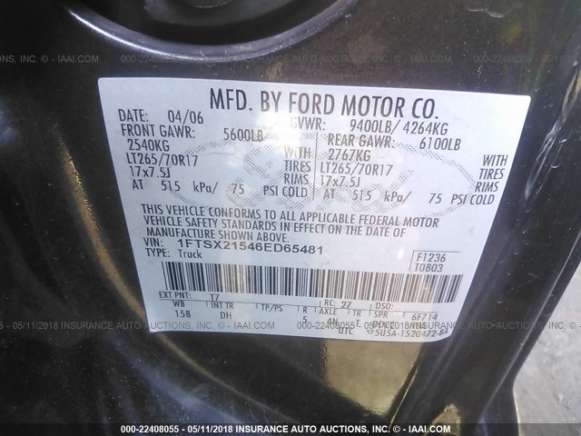 1FTSX21546ED65481 - 2006 FORD F250 SUPER DUTY Pewter photo 9