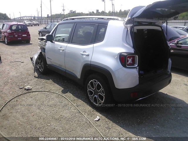 ZACCJADBXHPE40504 - 2017 JEEP RENEGADE LIMITED SILVER photo 3