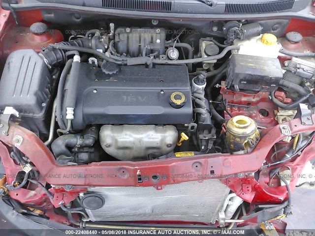 KL1TD66657B727382 - 2007 CHEVROLET AVEO LS RED photo 10