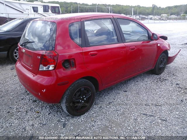 KL1TD66657B727382 - 2007 CHEVROLET AVEO LS RED photo 4