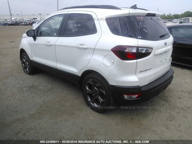 MAJ6P1CL4JC188836 - 2018 FORD ECOSPORT SES WHITE photo 3