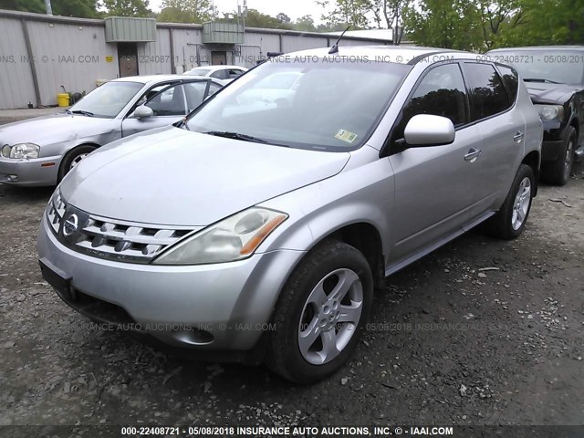 JN8AZ08W05W434494 - 2005 NISSAN MURANO SL/SE/S SILVER photo 2