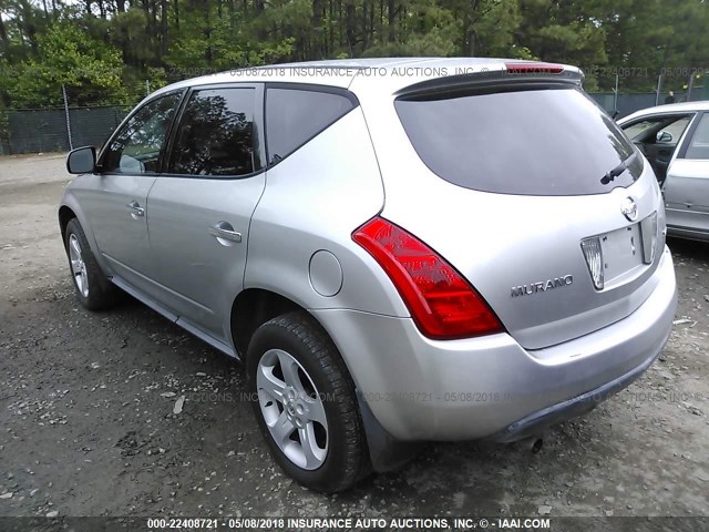 JN8AZ08W05W434494 - 2005 NISSAN MURANO SL/SE/S SILVER photo 3