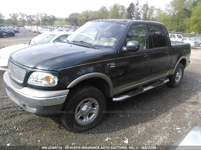 1FTRW08L63KD15527 - 2003 FORD F150 SUPERCREW GREEN photo 2