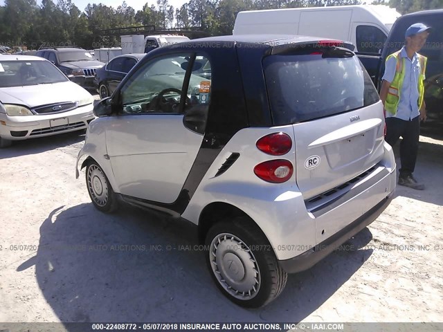 WMEEJ31X78K146350 - 2008 SMART FORTWO PURE/PASSION SILVER photo 3