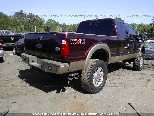 1FT7W2BT3BEA72672 - 2011 FORD F250 SUPER DUTY BURGUNDY photo 4