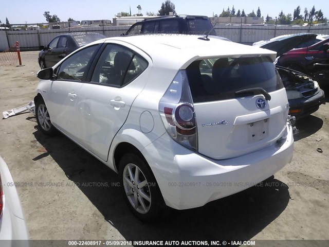 JTDKDTB33C1020506 - 2012 TOYOTA PRIUS C WHITE photo 3