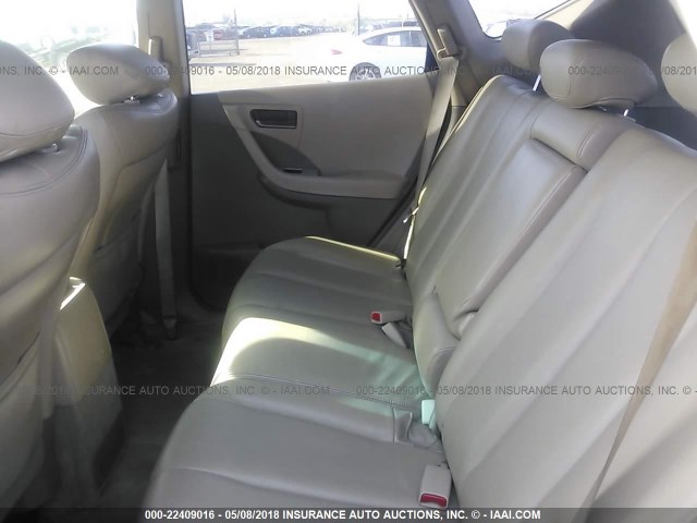 JN8AZ08W64W342188 - 2004 NISSAN MURANO SL/SE BLUE photo 8