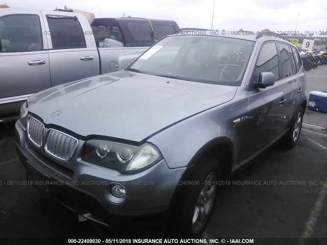 WBXPC93457WJ01473 - 2007 BMW X3 3.0SI SILVER photo 2