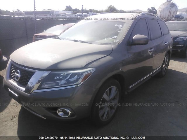 5N1AR2MNXEC630895 - 2014 NISSAN PATHFINDER S/SV/SL/PLATINUM 金色 照片 2