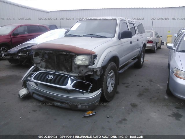 5TEGN92N42Z041084 - 2002 TOYOTA TACOMA DOUBLE CAB PRERUNNER SILVER photo 2