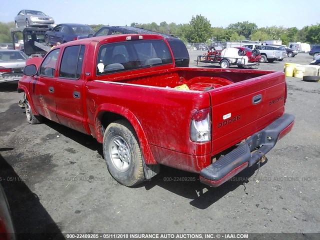 1B7GG2ANXYS751509 - 2000 DODGE DAKOTA QUAD RED photo 3