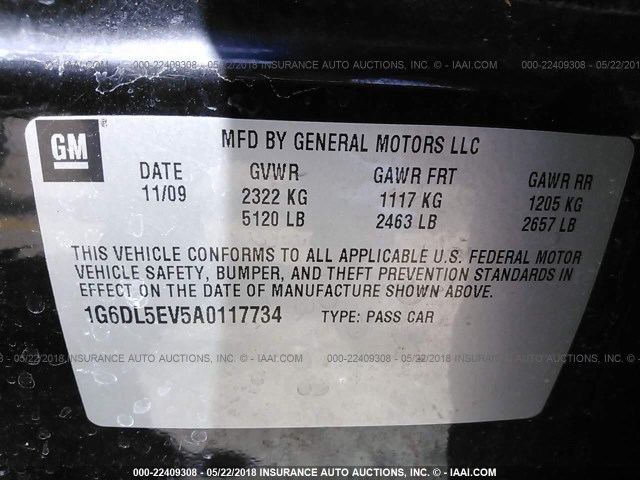 1G6DL5EV5A0117734 - 2010 CADILLAC CTS PERFORMANCE COLLECTION Черный фото 9