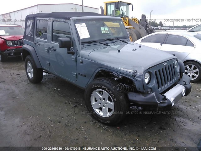 1C4HJWDG6EL282998 - 2014 JEEP WRANGLER UNLIMITE SPORT GRAY photo 1